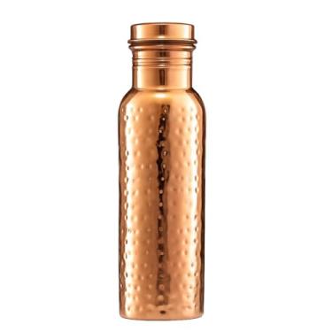Imagem de 2activelife Garrafa de água 100% cobre puro - 600 ml - Recipiente feito à mão à prova de vazamento para beber com benefícios de saúde ayurvédicos para esportes, fitness, ioga, academia, escritório