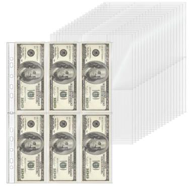 Imagem de XiowDow 20 folhas de plástico para fichário A4, capas para cartões fotográficos, 11 furos, 6 bolsos, porta-cartões, protetores de página de carregamento superior transparente para 3 argolas, cartões