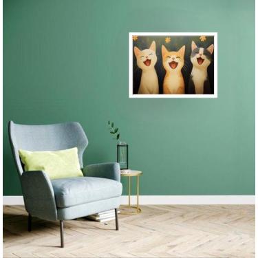 Imagem de Quadro Decorativo Gatos Sorrisos - 50x70cm - Quadros On-line, Moldura 