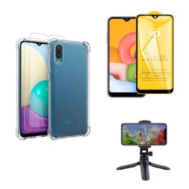 Imagem de Kit Tripé Tripod 360 graus para Samsung Galaxy A02s + Capa + Pelicula 