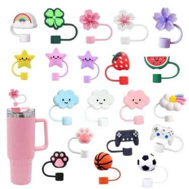 Imagem de Tampa Para Canudo Protetora Compatível Copo Stanley Silicone 10mm Acessórios Garrafa (Bola de Futebol)