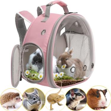 Imagem de WEVONIGU Mochila Transportadora De Hamster, Mochila Transportadora De Dragão Barbudo Com Janela De Bolha Transparente, Mochila De Viagem Para Pequenos Animais Para Rato Ouriço, Camaleão, Coelho, Plana
