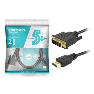 Imagem de Cabo DVI 24+1 + HDMI Macho 2M Preto 018-8702 ChipSce