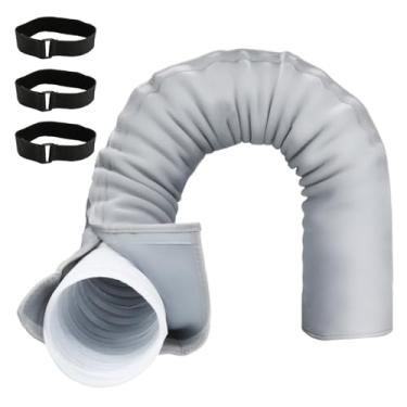 Imagem de HUAREW Manga de isolamento de mangueira CA portátil, capa isolada para mangueira de ar condicionado para tubos de exaustão CA de 12,7 cm e 15 cm de diâmetro, com 3 tiras ajustáveis