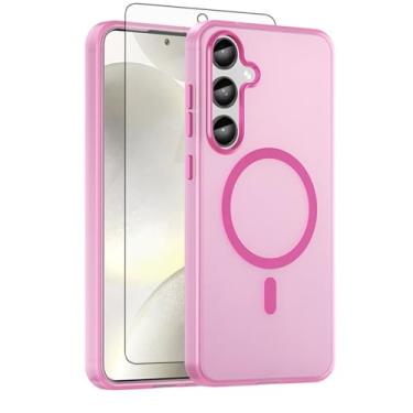 Imagem de Asuwish Capa de telefone para Samsung Galaxy S24 Plus S24+ 5G, compatível com Magsafe Magnetic, protetor de tela, capa protetora à prova de choque traseira fosca translúcida S24plus 24S + S 24 24+