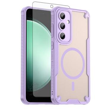 Imagem de Asuwish Capa de telefone para Samsung Galaxy S24 FE 5G, compatível com Magsafe Magnetic, protetor de tela, capa protetora à prova de choque traseira fosca translúcida S 24 EF AI S24FE 24S mulheres