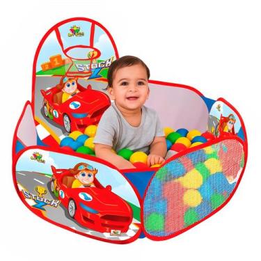 Imagem de Piscina De Bolinhas Infantil Portátil 90x90 Com Cesto Dobrável Para Cr