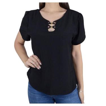 Imagem de Camiseta Feminina Jumaniy Viscose Preta - J2201-Feminino