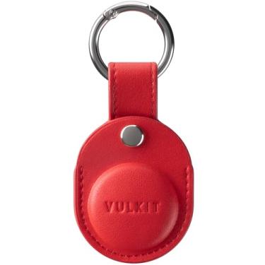 Imagem de VULKIT Capa protetora de cobertura total para porta-chaves Air Tag compatível com Air Tag, couro napa