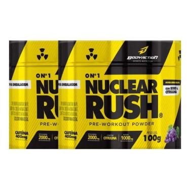 Imagem de Kit 2 Pre Treino Nuclear Rush 100g Bodyaction, Uva