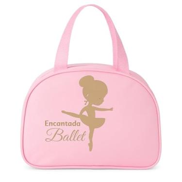 Imagem de Bolsa Infantil Encantada Ballet para Aula de Dança em Bagum Impermeável com Estampa Dourada Charmosa (Rosa)