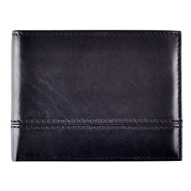 Imagem de Carteira de couro legítimo com flip up removível com janela dobrável para identidade – Carteira masculina premium com bloqueio de RFID, Classic Black, Medium