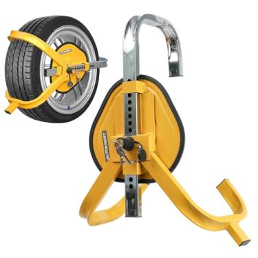 Imagem de AUTOXBERT Braçadeira de trava de roda, 1 pacote de trava de roda de reboque, trava de pneu antifurto resistente de 33 a 38 cm, trava de pneu ajustável, travas de roda de reboque para trailers, carros
