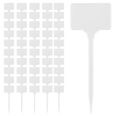 Imagem de 50 etiquetas de plástico grandes para plantas, marcadores de jardim grandes de 14 cm, estacas de plástico à prova d'água duráveis tipo T para plantas de viveiro, etiquetas para vegetais, frutas