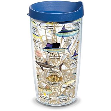 Imagem de Tervis Copo de viagem Guy Harvey Charts Made in USA com isolamento térmico de parede dupla mantém as bebidas frias e quentes, legado de 473 ml, clássico