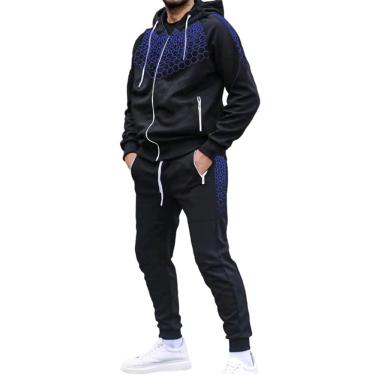 Imagem de Fatos De Treino Masculinos Outono Com Cordão Terno Esportivo Fitness Jogging Suit Cor Sólida Hoos Sports Jackets, R-Black4, L