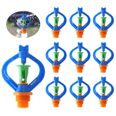Imagem de Pacote com 10 Aspersores de Borboleta Automático 4/6 Impulsor de Fio Externo Bocal Borboleta Rotação Automática 360 Graus Irrigação Jardim Água Bocal de Nebulização Gotejadores Sprinklers Roda Plana