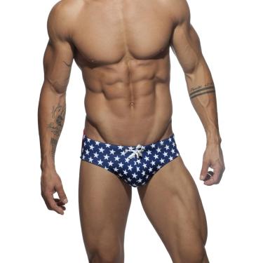 Imagem de Verão Homem Sunga Cuecas Estrela Cintura Baixa Sexy Man'e Swimwear Praia Biquíni Homens Maiôs Secagem Rápida Moda Masculina, B, XL