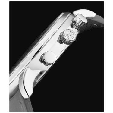 Imagem de Relgio Stuhrling 3986L Crongrafo 44mm Mostrador Preto Prata Pulseira Couro Preto - Fivela Implantao Prata