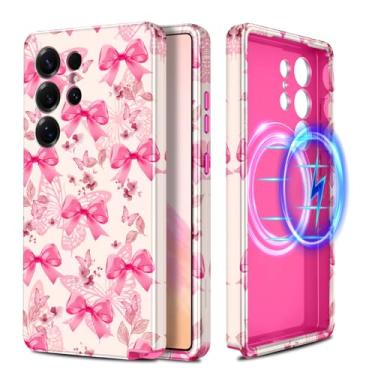 Imagem de Casetego Capa para Galaxy S25 Ultra, compatível com MagSafe,[Teste de queda de grau militar] Capa feminina fina à prova de choque robusta mármore para Samsung Galaxy S25 Ultra 6,9 polegadas, laço