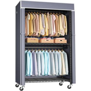 Imagem de Rack de roupas FUTASSI preto com capa cinza P1C 36,2x16,5x80,5 cm
