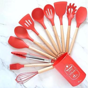 Imagem de Super Jogo 12 Peças Utensílios Silicone Colher Espátula Concha Pegador