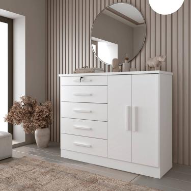 Imagem de Cômoda 2 Portas 5 Gavetas Istambul  - Tcil Móveis - Neve