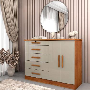 Imagem de Cômoda 2 Portas 5 Gavetas Istambul  - Tcil Móveis - Cinamomo/Off White