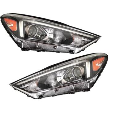 Imagem de TODO Conjunto de faróis compatível com Hyundai Tucson 2019-2021 com LED DRL, par frontal de farol transparente para Hyundai Tucson 2019 2020 2021