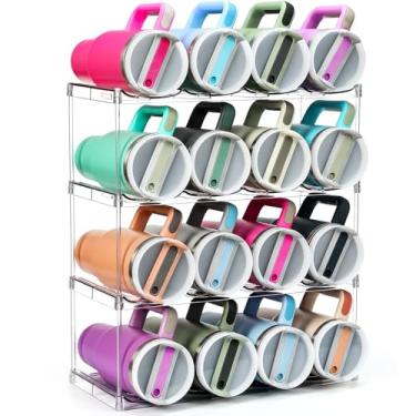 Imagem de Design para Stanley 1,134 g, garrafas grandes e copos com alça - organizador de garrafa de água de acrílico empilhável - Rack de vinho transparente, suporte de copo para prateleira de despensa de