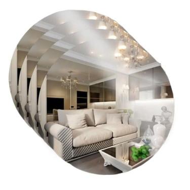 Imagem de Espelho Decorativo Redondo 30x30cm Acrílico Seguro com Adesivo para Pa