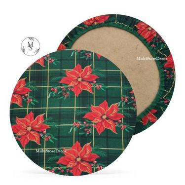Imagem de 01 Capa de Sousplat Verde Bolas de Natal - 35 cm - Várias Cores e Esta