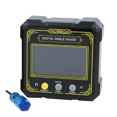 Imagem de Ioensy Medidor de ângulo de nível digital, inclinômetro com alcance de base de 4x90 graus para construção, marcenaria, serra de mesa, Amarelo