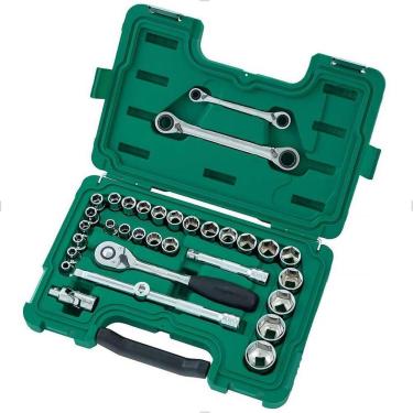 Imagem de Jogo De Soquetes E Chaves De 1/2 Com 33 Peças St09099 Sata