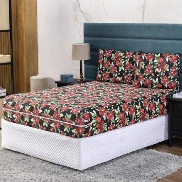 Imagem de Capa de Colchão Solteiro 25cm + Fronha Protetor com Zíper Malha Estamp