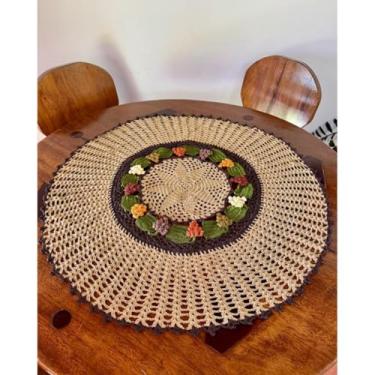 Imagem de Toalha De Mesa Redonda Uvinha 90cm Crochê Artesanal (Tons de Inverno)