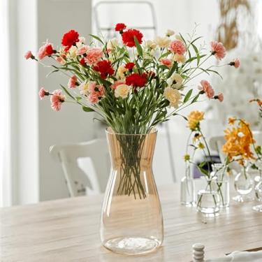 Imagem de GarDream Vaso de vidro âmbar para flores, vaso de flores transparente de 20 cm para buquê, flores frescas, centro de mesa de jantar, vasos de decoração moderna para sala de estar, bancada de cozinha