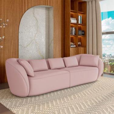 Imagem de Sofá Bipartido Sala de Estar Diamond 292cm com Almofadas Soltas Veludo