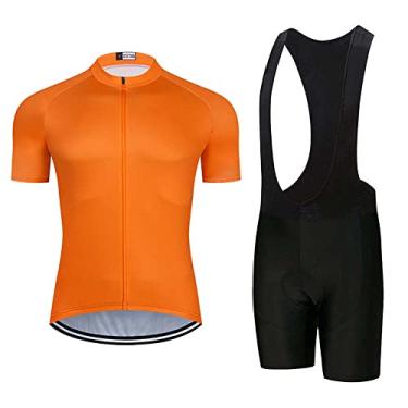 Imagem de MOXILYN Conjunto de camisetas masculinas de ciclismo + shorts de secagem rápida, zíper completo, conjunto de roupas de equitação