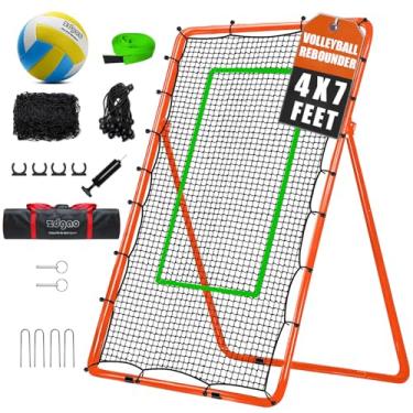 Imagem de LOMGWAYS Rede De Rebote Vôlei Com Bola Vôlei, Cordas Elásticas, Bolsa Transporte E Alvo Neon, 5 Ângulos Ajustáveis Para Beisebol, Melhora As Habilidades (4X7 Pés)