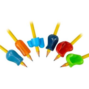 Imagem de The Pencil Grip Pegadores de lápis premium, auxílio de escrita ergonômico universal para destros e canhotos, pinças de lápis coloridas, cores e estilos sortidos, 12 unidades - PGP-012