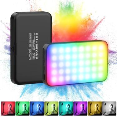 Imagem de LUXCEO Luz de vídeo RGB, painel de luz de câmera LED portátil, regulável 3000K-6000K CRI95+ luz LED colorida com bateria recarregável de 3000 mAh, luzes de fotografia LED de bolso para vlogging