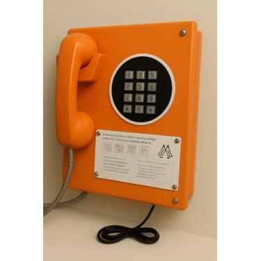 Imagem de Telefone Público Antigo Retrô Vintage Decorativo, 40 x 23 cm, Cores Disponíveis, Modelo Orelhão Brasileiro (Laranja)
