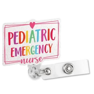 Imagem de Sixrip Carretel de crachá de enfermeira de emergência pediátrica, retrátil engraçado com clipe jacaré, presente para enfermeiros pediátricos de emergência médica equipe de enfermagem, presentes de