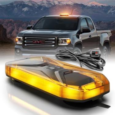 Imagem de Agrieyes Luz estroboscópica magnética para caminhões, barra de luz de emergência âmbar de 68 LEDs para veículos, lente fumada, farol intermitente, aviso de segurança para arado, neve, trailer