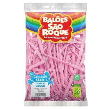Imagem de BALÃO CANUDO 260 - SÃO ROQUE - ROSA BABY - Pacote com 50 unidades