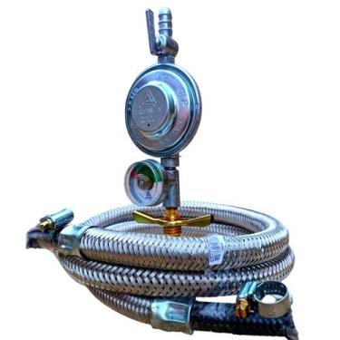 Imagem de Regulador 504 visor Gas Aliança click Mangueira inox 3 metro - ALIANÇA