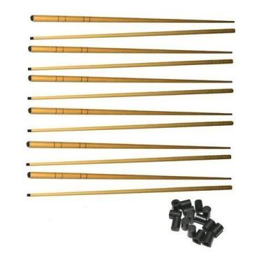 Imagem de Kit 12 Taco 1,30+ 20 Ponteira Mesa Bar Sinuca Bilhar Boteco - Tacoland