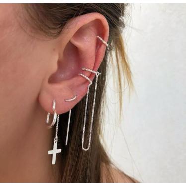 Imagem de Brinco Piercing Corrente Fake Orelha Prata 925 - isa roncari joias