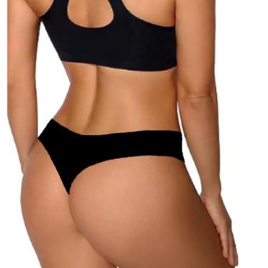 Imagem de 5 Calcinhas Fio Dental Preta Sem Costura Não Marca - WM,  G, Preto, Fe